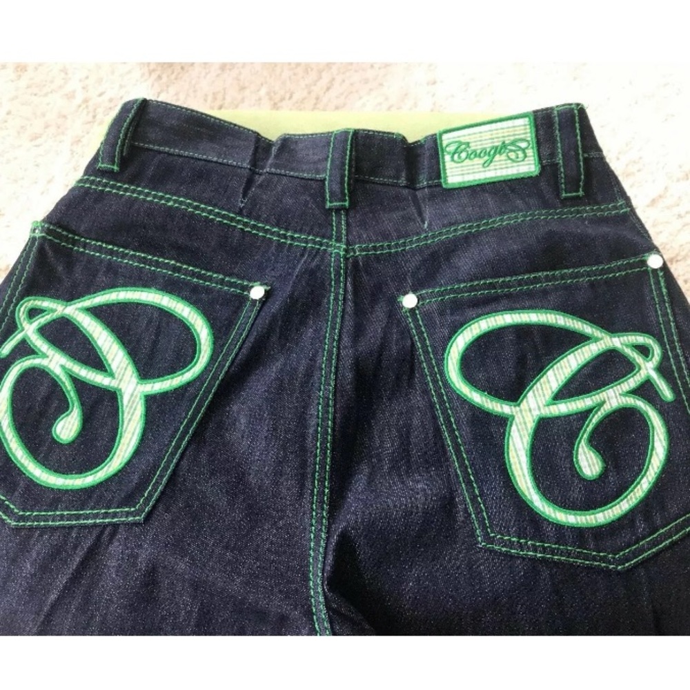 Coogi Men's Jeans Dark Lime Green Size 36 x 34